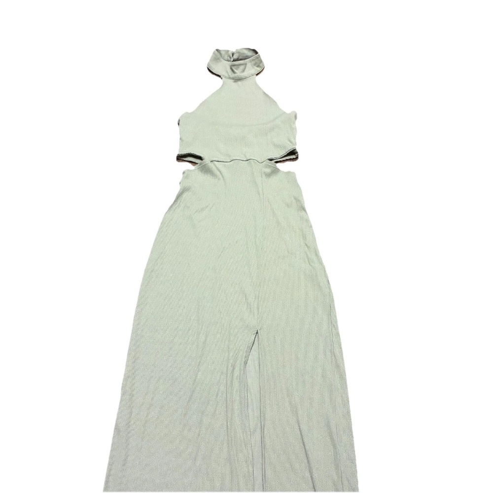 Lulus Sage Green Cutout Maxi Dress XS Ribbed Bodycon Summer - Picture 2 of 7